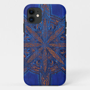 Ausführliches Stammes- Chaos-Symbol-Gold auf Blau Case-Mate iPhone Hülle