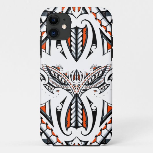 Ausführliches Stammes- Maori- polynesisches orange Case-Mate iPhone Hülle (Rückseite)