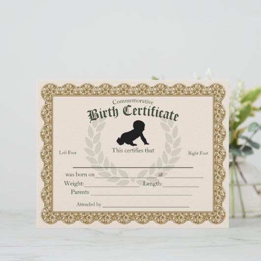 Ausfüllen des Footprint Baby-Geburtszeugnisses (Stehend Vorderseite)