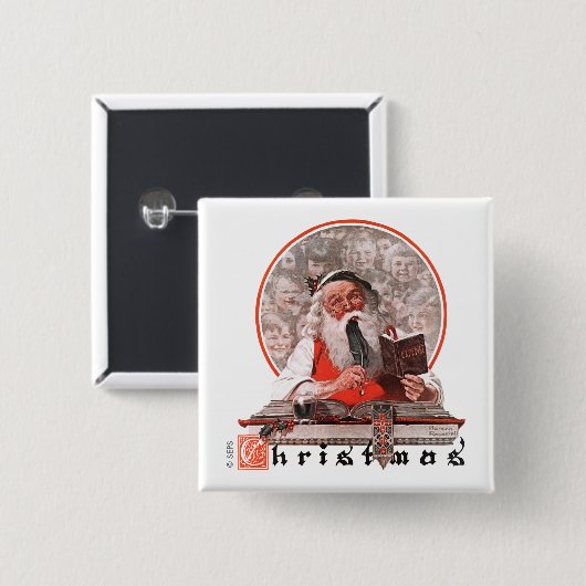 Ausgaben des Weihnachtsmanns Button (Vorne & Hinten)