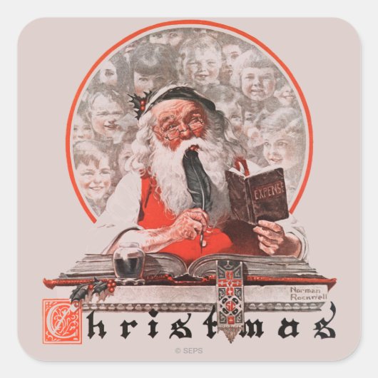 Ausgaben des Weihnachtsmanns Quadratischer Aufkleber (Vorderseite)