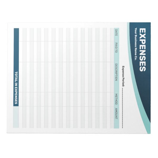 Ausgaben Tracking-Log-Geschäftsformular Notepad Notizblock (Vorderseite)