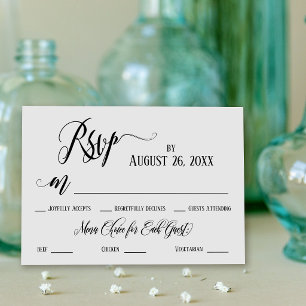 Ausgearbeitete Flourishes RSVP-Karte mit Menüauswa RSVP Karte