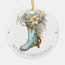 Ausgearbeiteter blauer viktorianischer Weihnachtss Keramik Ornament