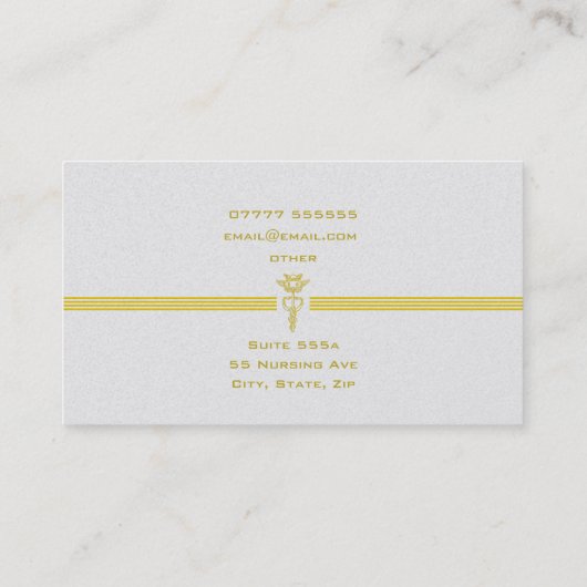 Ausgebildete Krankenschwester mit goldenem Visitenkarte (Rückseite)