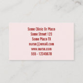 Ausgebildete Krankenschwester mit rotem Herzen in Visitenkarte (Rückseite)