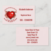 Ausgebildete Krankenschwester mit rotem Herzen in Visitenkarte (Vorne/Hinten)