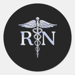 Ausgebildete Krankenschwester RN silberner Runder Aufkleber