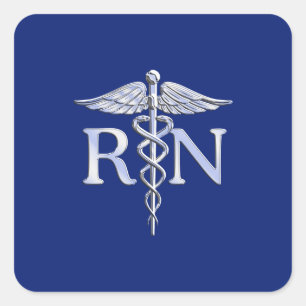 Ausgebildete Krankenschwester RNCaduceus auf Quadratischer Aufkleber