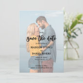 Ausgeblendetes Foto Vollblutschrift Handgeschriebe Save The Date (Stehend Vorderseite)