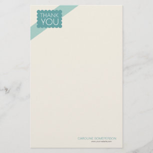 Ausgebogte blaue aquamarine   danken Ihnen Briefpapier