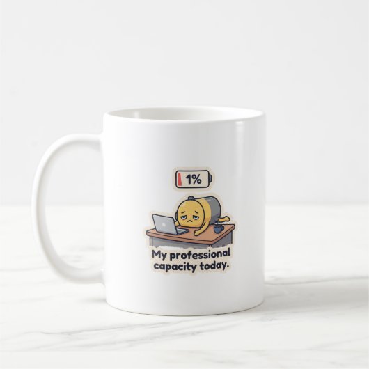Ausgebrannte Batterie Lustiger Büro-Mug Kaffeetasse (Links)