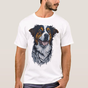 Ausgefeilte Hundeporträts Trendige Hundekopf-Kunst T-Shirt