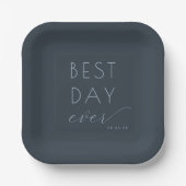 Ausgefeilte Navy-Typografie Pappteller (Vorderseite)