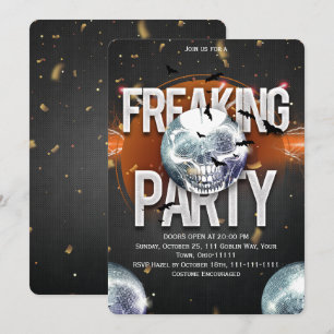 Ausgeflippte Halloween-Disco-Totenkopf-Party Einladung