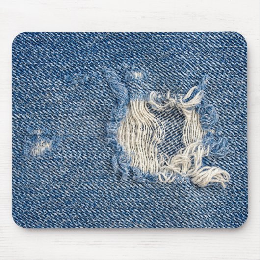 Ausgefranster blauer Denim Mousepad (Vorne)