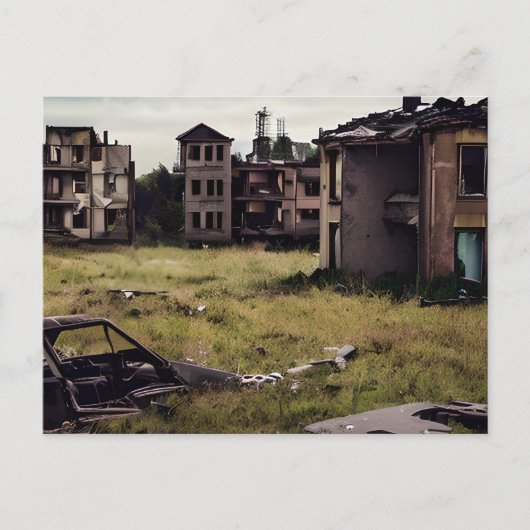 Ausgegebene postapokalyptische Gebäude Postkarte (Vorderseite)