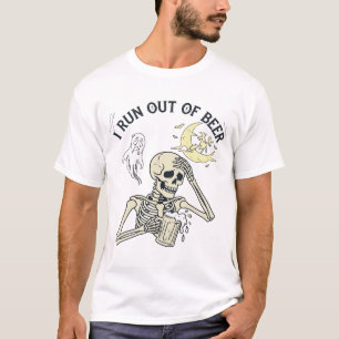 Ausgehendes Bier Skelett Geist Mond Halloween_1 T-Shirt