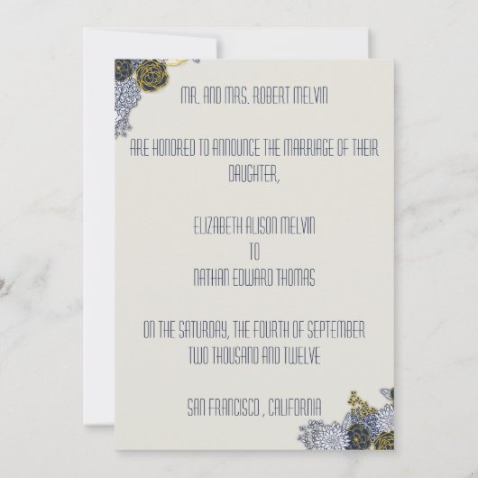 Ausgeklügelte Ankündigung der Marine und der Gelbe (Rückseite)