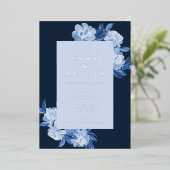 Ausgeklügelte Aquarellfarben - Blume mit blauem Hi Folieneinladung (Stehend vorne)