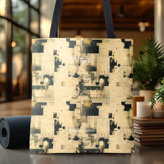 Ausgeklügelte Beige Abstrakte Personalisiert Tote  Tasche