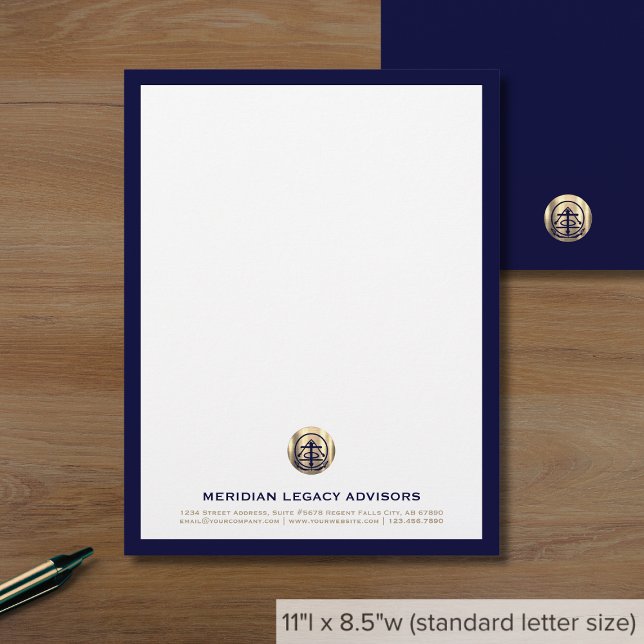 Ausgeklügelte Blue and Gold Business Letterhead Briefbogen (Von Creator hochgeladen)