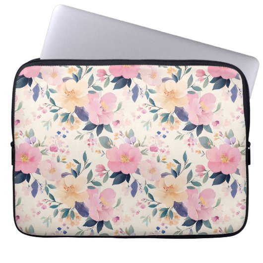 Ausgeklügelte Blumenblüten in Aquarellfarben Laptopschutzhülle (Vorderseite)