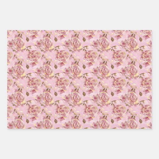 Ausgeklügelte Blütenpracht in Rosa und Lila Farben Geschenkpapier Set (Vorderseite 3)