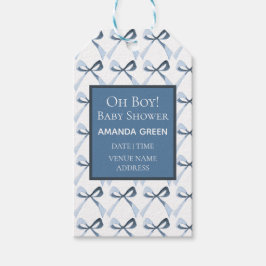Ausgeklügelte Coquette, Blue Bows Baby Dusche Geschenkanhänger