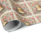 Ausgeklügelte Goldglocken, rosa Blume Geschenkpapier (Rolleneckpunkt)