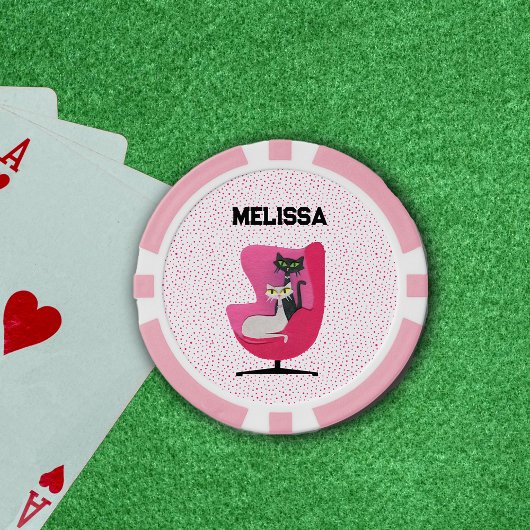 Ausgeklügelte Katzen aus der Mitte des Jahrhundert Pokerchips