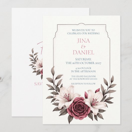 Ausgeklügelte Micro-Wedding Suite Einladung (Vorne/Hinten)