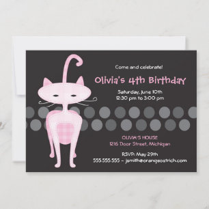 Ausgeklügelte Pink Kitty zum Geburtstag Einladung