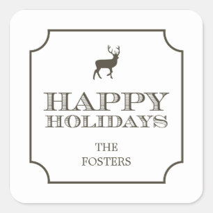 Ausgeklügelte Tag Holiday-Geschenkklammer Quadratischer Aufkleber