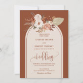 Ausgeklügelte Terracotta Pampas Grass Boho Wedding Einladung (Vorderseite)