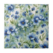 Ausgeklügelte Vintage Serene Blue Blumen Fliese (Vorderseite)