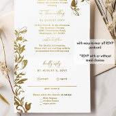 Ausgeklügelte White and Gold Foil Blätter All-in-One-Einladung