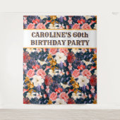 Ausgeklügelter 60. Geburtstagsflora-Hintergrund Wandteppich (Vorderseite)