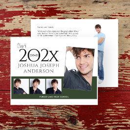 Ausgeklügelter Abschluss Foto Collage Dunkelgrün Mitteilungskarte