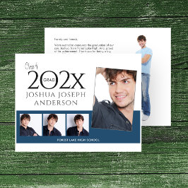 Ausgeklügelter Abschluss Foto Collage Royal Blue Mitteilungskarte