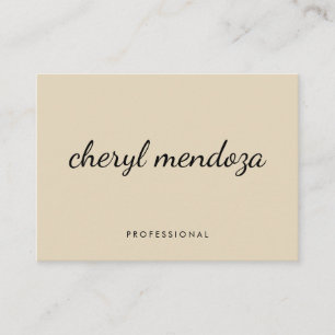 Ausgeklügelter Beige Cursive Text Visitenkarte