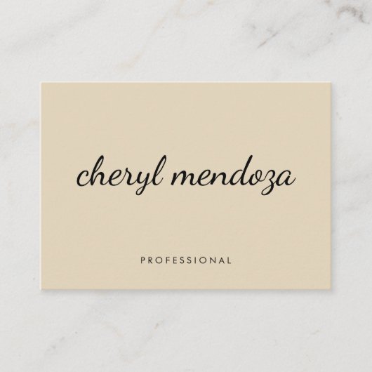 Ausgeklügelter Beige Cursive Text Visitenkarte (Vorderseite)