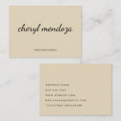 Ausgeklügelter Beige Cursive Text Visitenkarte (Vorne/Hinten)
