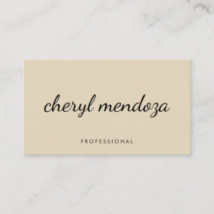 Ausgeklügelter Beige Cursive Text Visitenkarte
