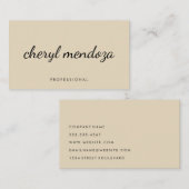 Ausgeklügelter Beige Cursive Text Visitenkarte (Vorne/Hinten)