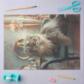 Ausgeklügelter Cat Pink Sage Salon Decoupage Tissu Seidenpapier (Basteln)