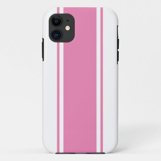 Ausgeklügelter Fun Sporty Pink White Racing Streif Case-Mate iPhone Hülle (Rückseite)