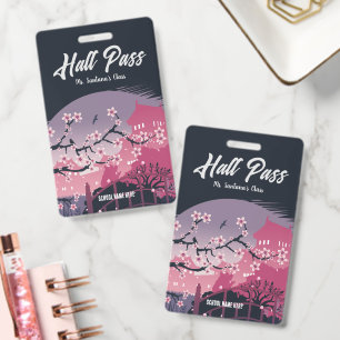 Ausgeklügelter Kirschblüten-Hall-Pass Ausweis