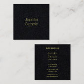 Ausgeklügelter Premium Black Gold Text Moderner Quadratische Visitenkarte (Vorne/Hinten)