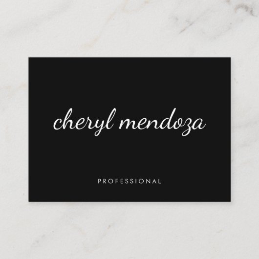 Ausgeklügelter schwarz beigefarbener kursiver Text Visitenkarte (Vorderseite)